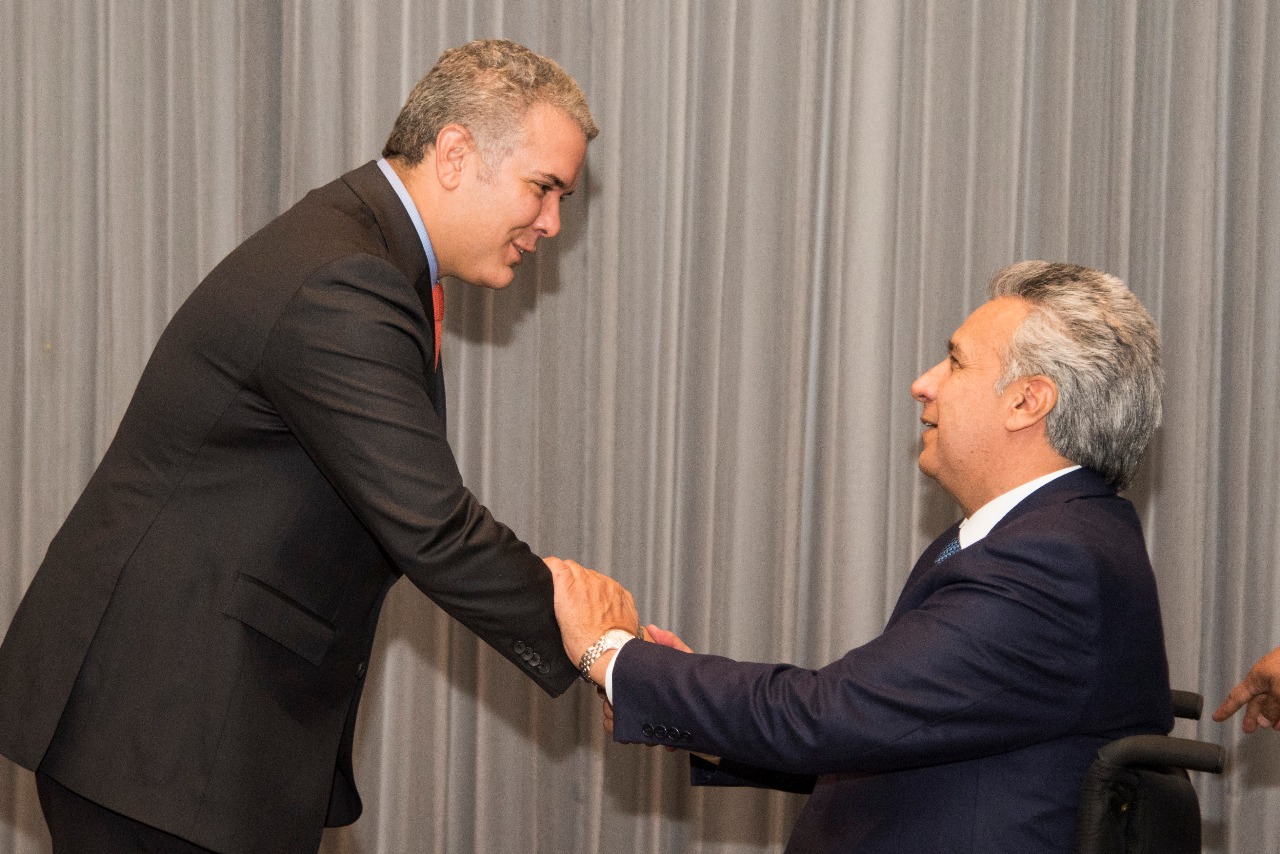 Iván Duque saluda al presidente de Ecuador, Lenín Moreno. / Prensa Iván Duque