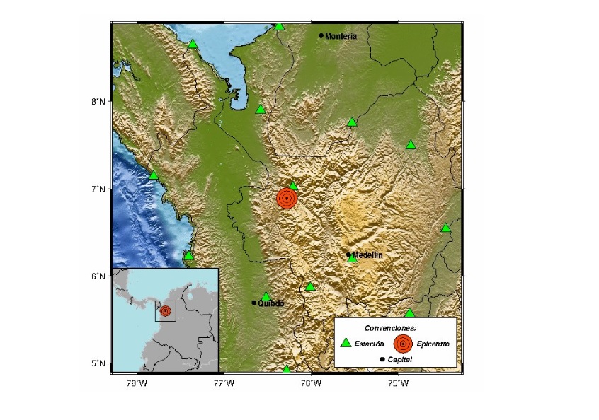 El primer sismo en Dabeiba, este 5 de marzo, ocurrió a la 1:31 a.m.