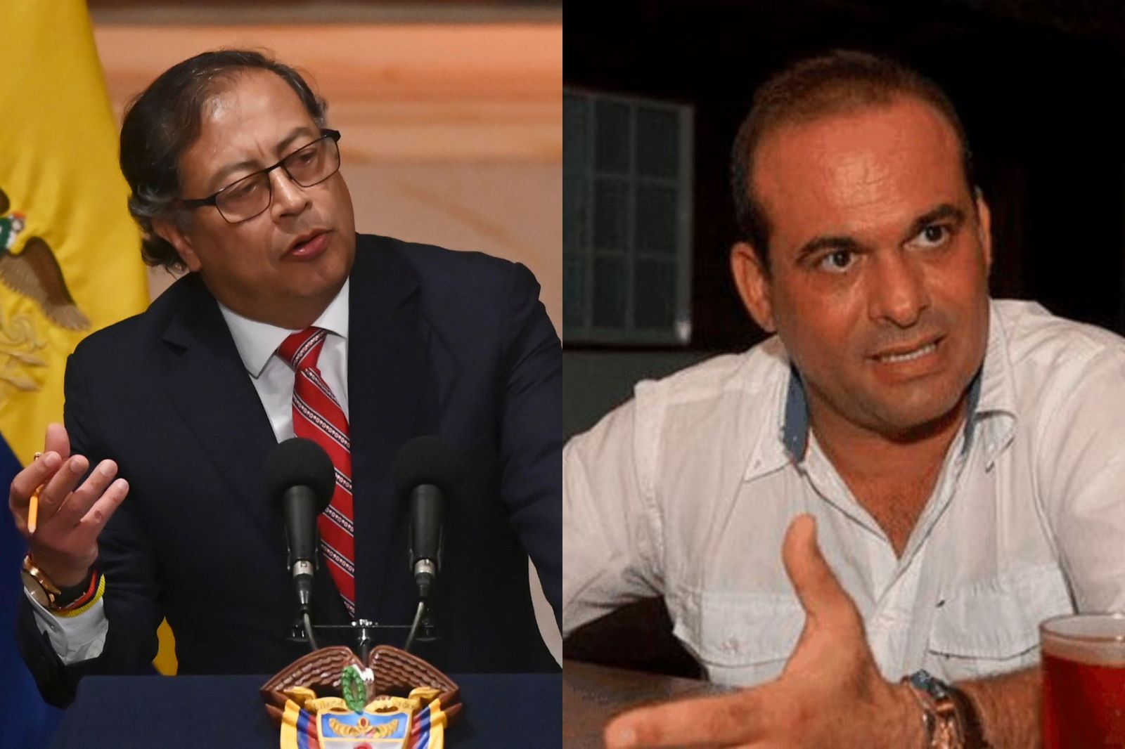 El presidente Gustavo Petro (izq.) anunció el 23 de julio de 2022 la designación del exjefe paramilitar Salvatore Mancuso como gestor de paz.