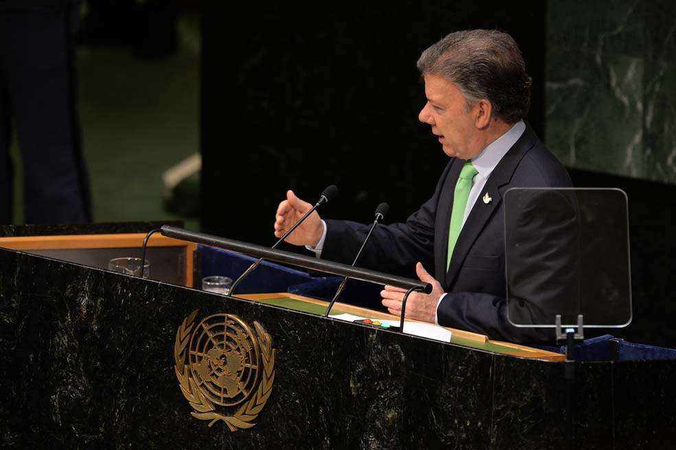 El presidente Santos, ayer en la Cumbre del Clima en la ONU. / SIG