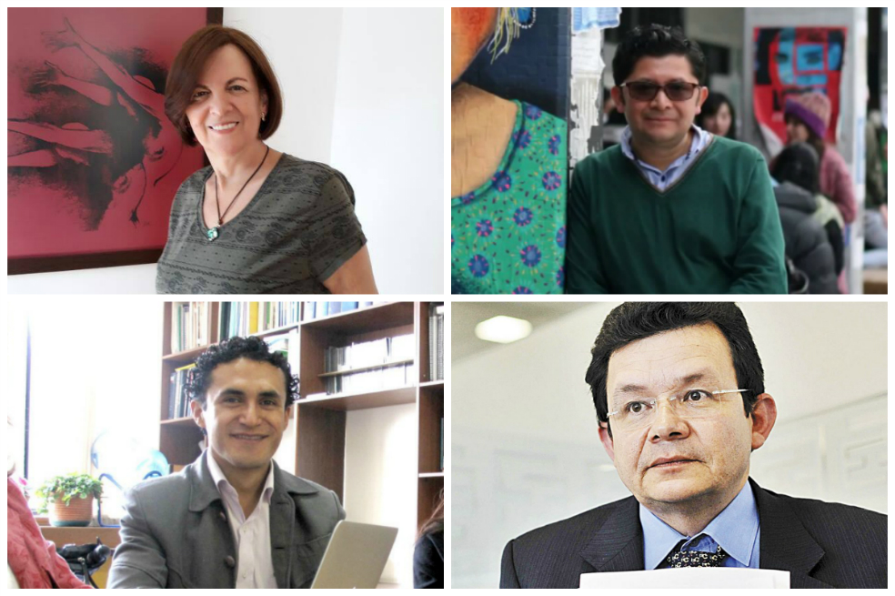 Martha Espinosa, Juan Carlos Garzón, Leonardo Martínez y Ómer Calderón son los cuatro candidatos a la rectoría de la Universidad Pedagógica. / Archivo particular