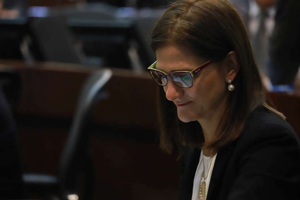 Ministra de Transporte, Ángela María Orozco, durante el debate de control político en el Senado. / Cortesía - MinTransporte