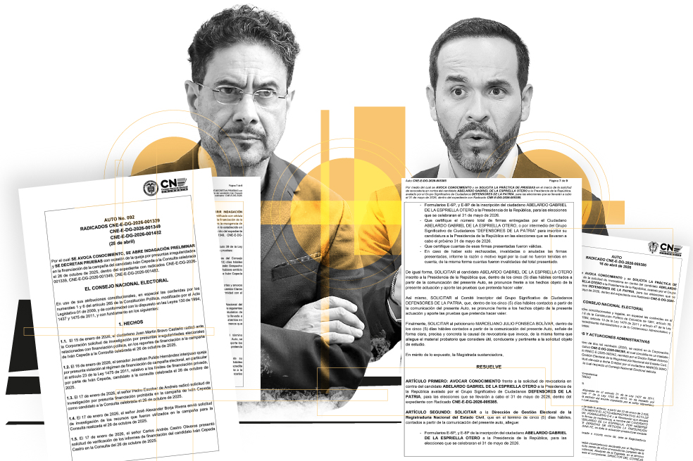 El tribunal electoral abrió expedientes administrativos a las fuerzas de Iván Cepeda (Pacto Histórico) y Abelardo de la Espriella (Defensores de la Patria).