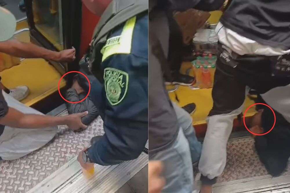 En el video publicado en redes se ve como varios oficiales de policías y usuarios del sistema tratan de ayudar al individuo.