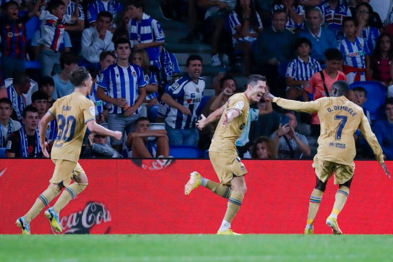 Doblete de Lewandowski en la victoria de Barcelona sobre Real Sociedad