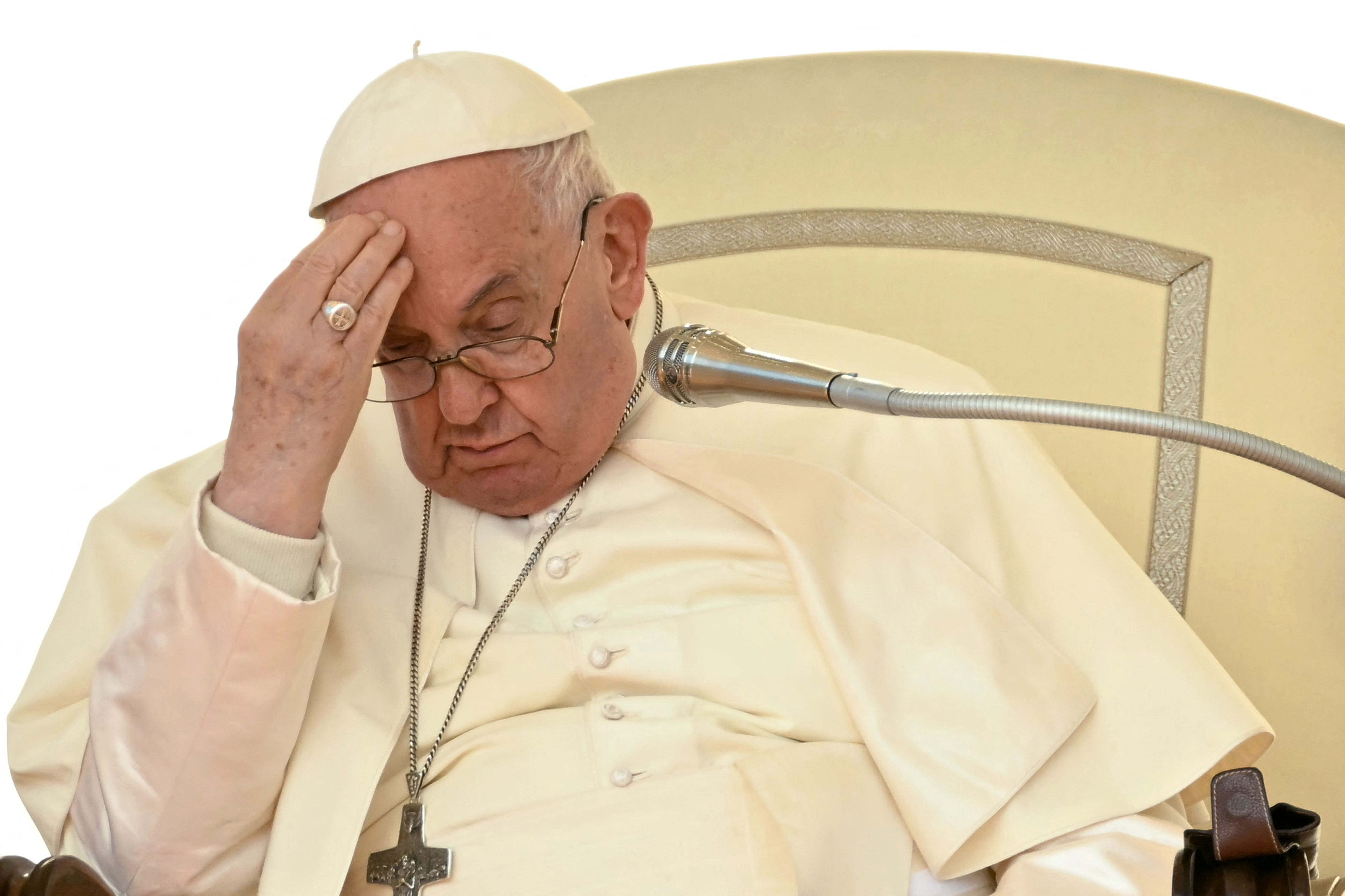 Pope Francis presides the weekly general audience on April 17, 2024 at St Peter's square in The Vatican. (Photo by Filippo MONTEFORTE / AFP)
