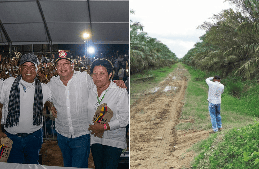 Aunque el Gobierno entregó títulos a los campesinos (izq) de la hacienda Bellacruz (der.), la Fiscalía ordenó devolverlos.