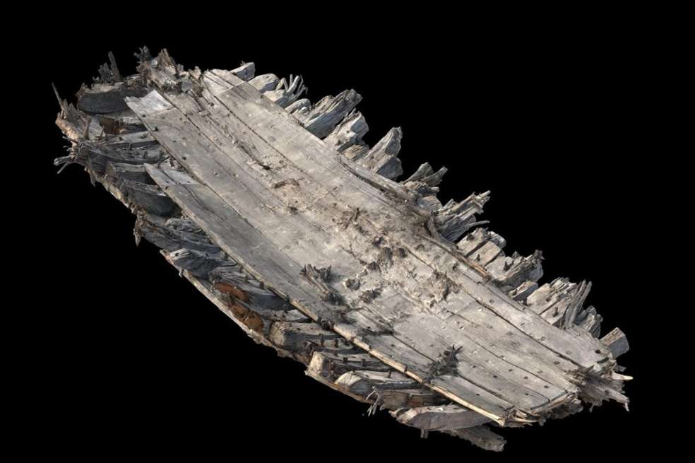 Fotograma de un modelo en 3D del barco del siglo XVI hallado en la cantera de Dungeness.