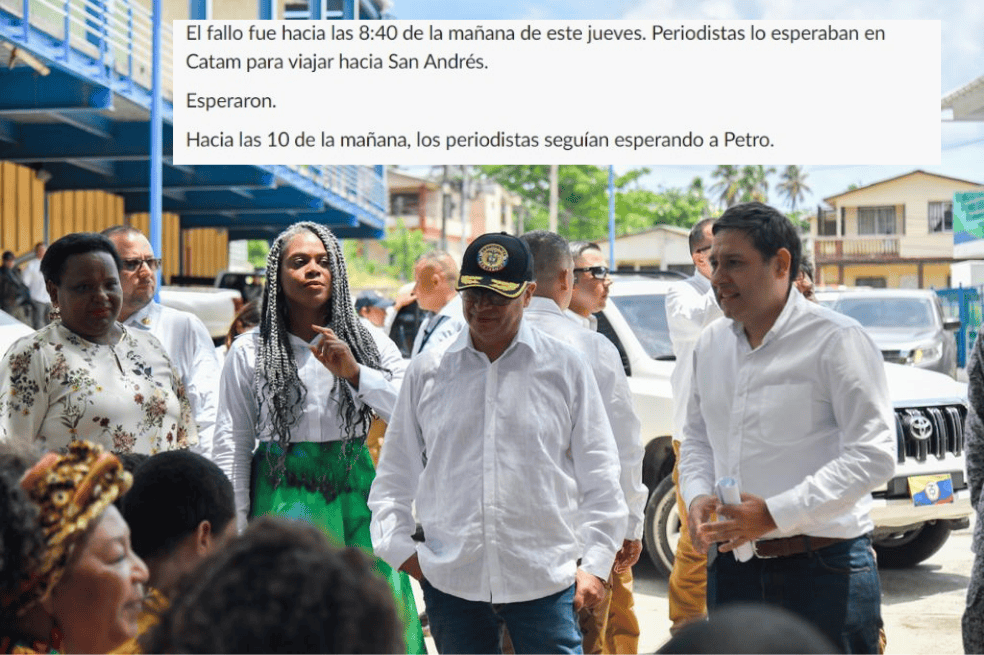 El presidente Gustavo Petro en San Andrés, durante su visita en mayo de 2023. Su ausencia en la isla fue criticada este 13 de julio, día que se resolvió el último caso entre Colombia y Nicaragua en la Corte Internacional de Justicia.