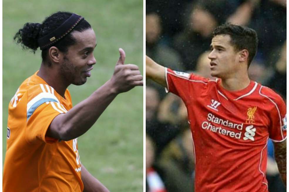 Ronaldinho, ídolo del Barcelona, y Coutinho, jugador que pretende el club catalán.
