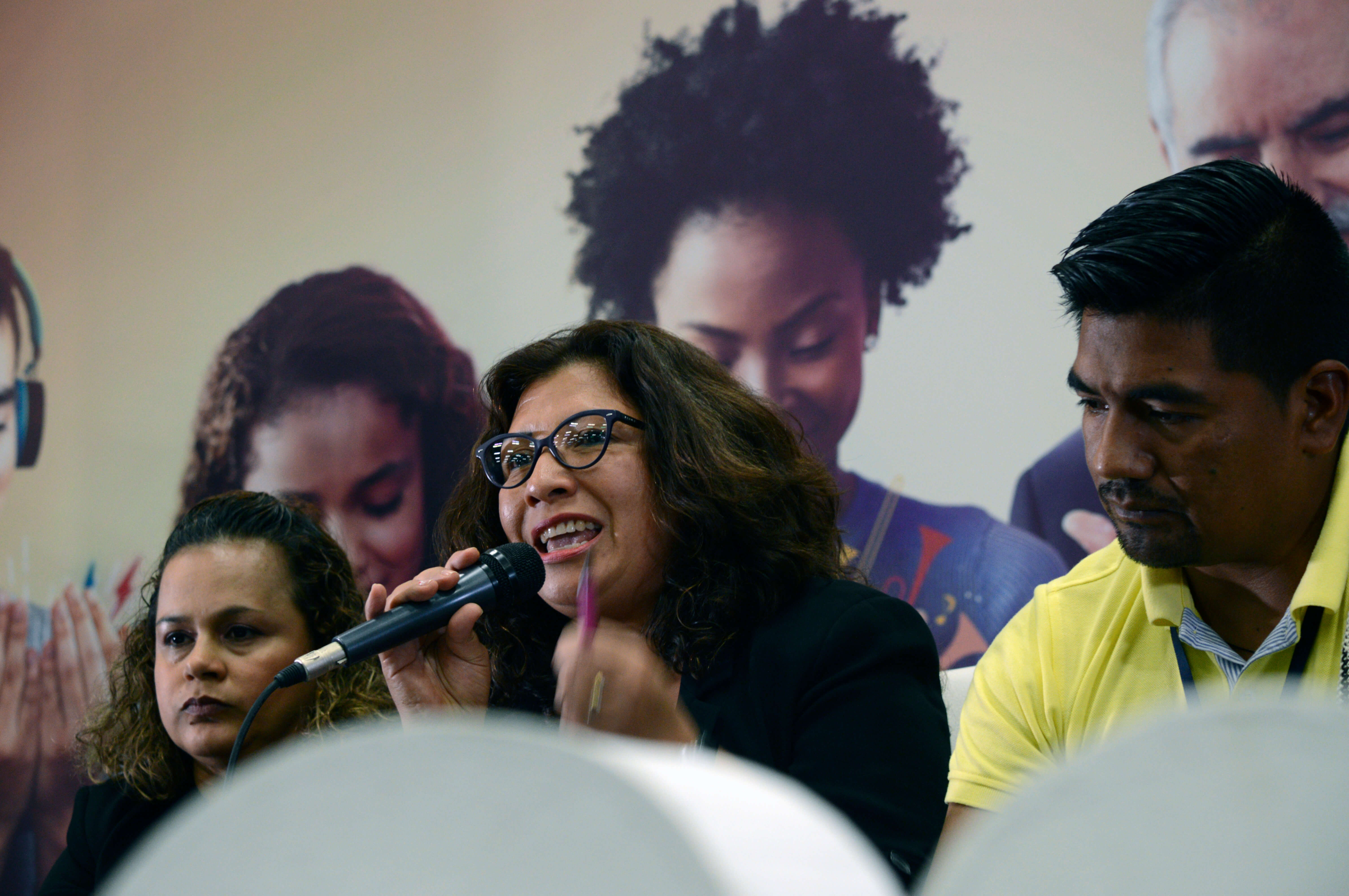 “En mi región los campesinos soñamos la paz, pero estamos inundados de grupos armados. Necesitamos fortalecernos como organizaciones porque el Estado no está siendo capaz de protegernos”: Luz Perly en el conversatorio sobre Autoprotección organizado por Colombia2020 de El Espectador, en Bogotá, en mayo de 2019. / Archivo Forum Syd