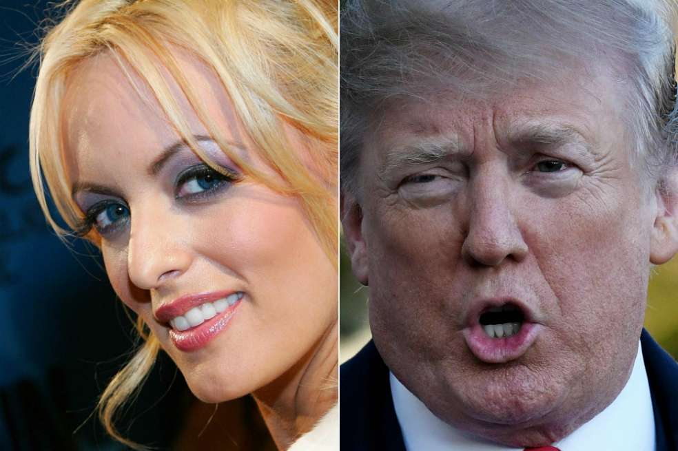 La actriz Stormy Daniels (izquierda) y el presidente Donald Trump (derecha). / AFP