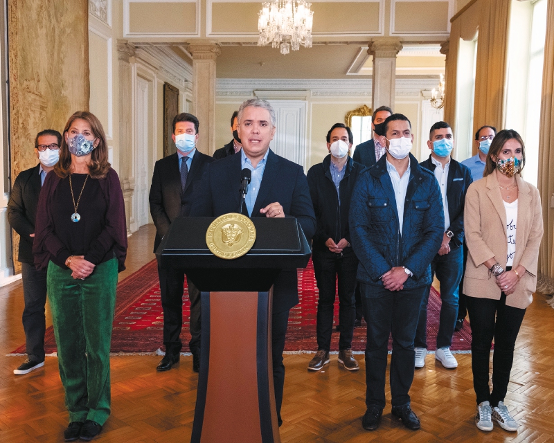 Duque al anunciar el retiro de la reforma tributaria. El ministro Carrasquilla no estuvo presente. / César Carrión - Presidencia