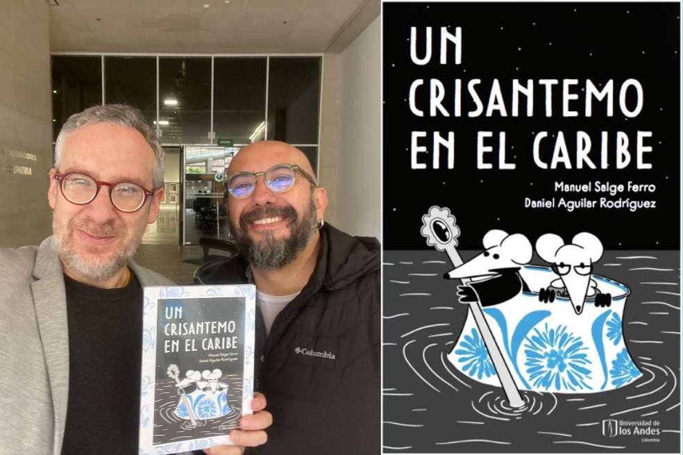 Manuel Salge, investigador y doctor en antropología, y Daniel Aguilar, investigador y doctor en sociología, publicaron "Un crisantemo en el Caribe" con Ediciones Uniandes.