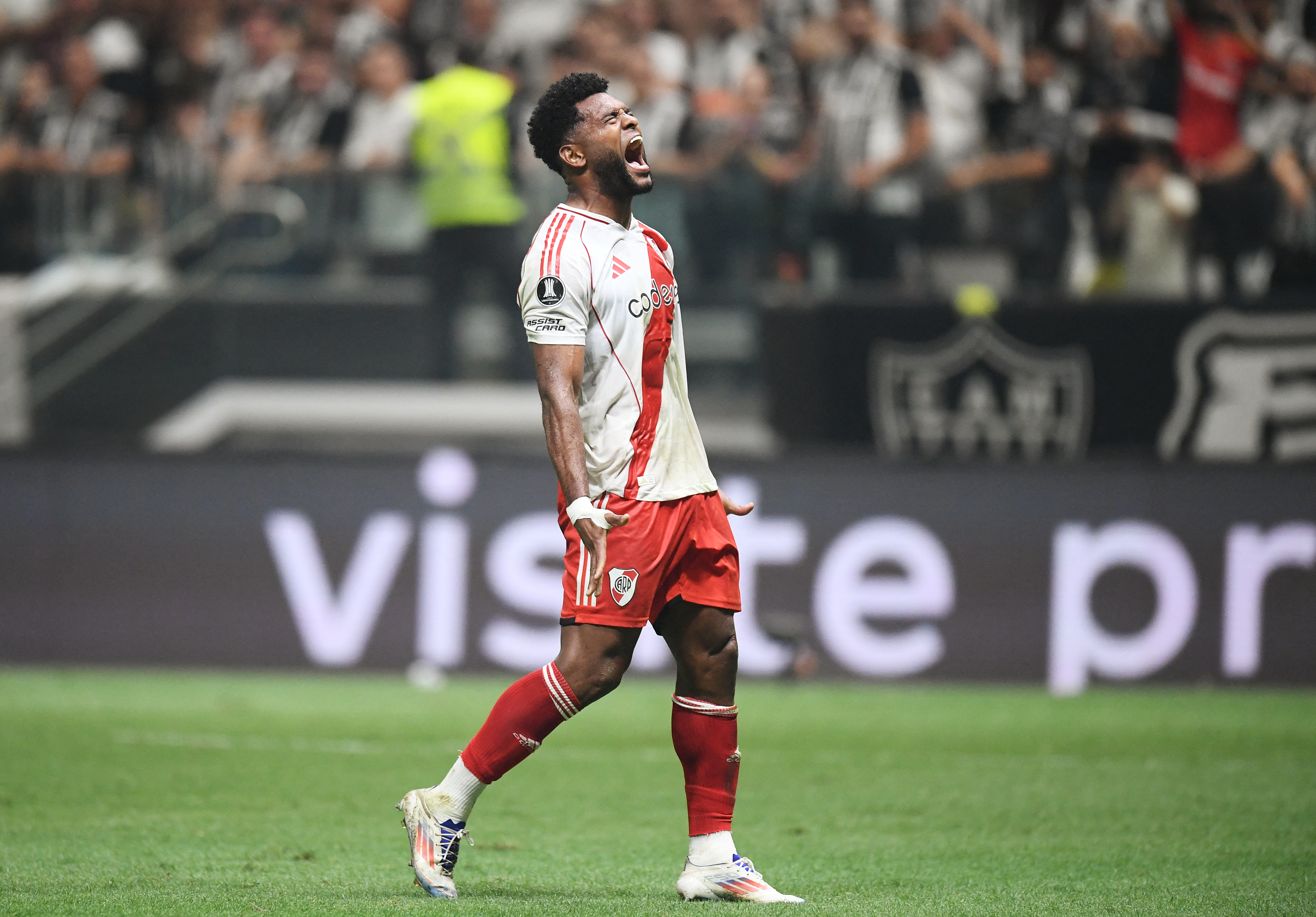 El delantero Miguel Ángel Borja durante el partido de ida de semifinales de la Copa Libertadores entre Atlético Mineiro y River Plate.