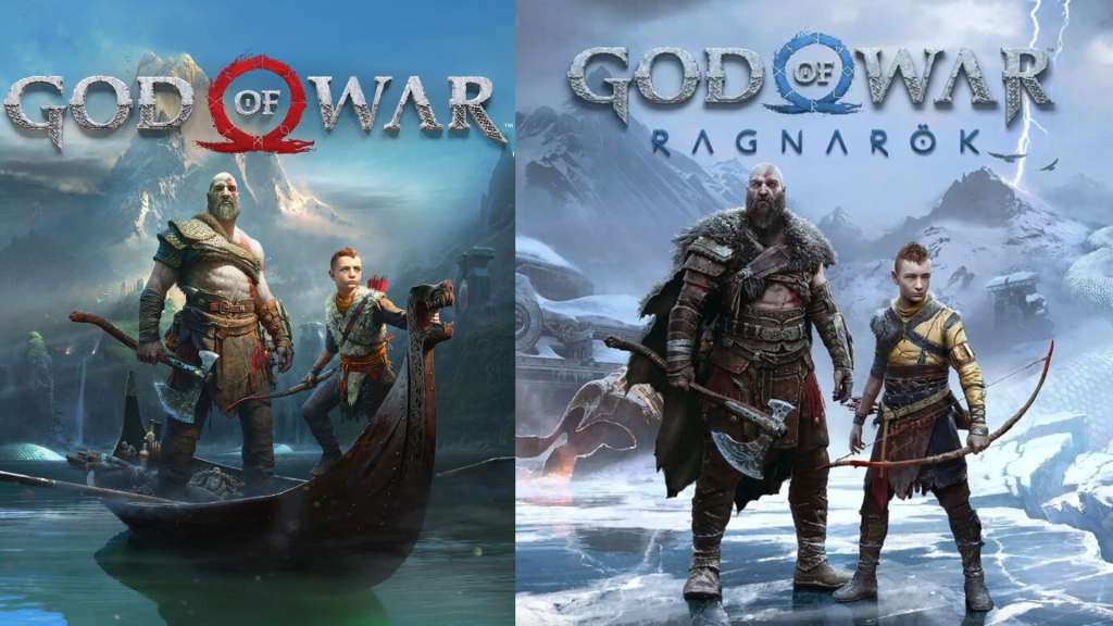 Portadas de God of War (2018) y de God of War: Ragnarök (2022).