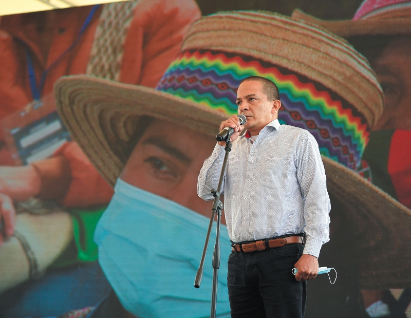 Braulio Vásquez, excomandante de la Columna Móvil Jacobo Arenas de las Farc, durante un evento de la JEP en Caldono, Cauca.
