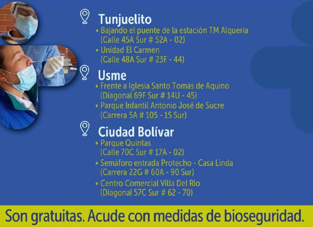 Pruebas Covid sur de Bogotá