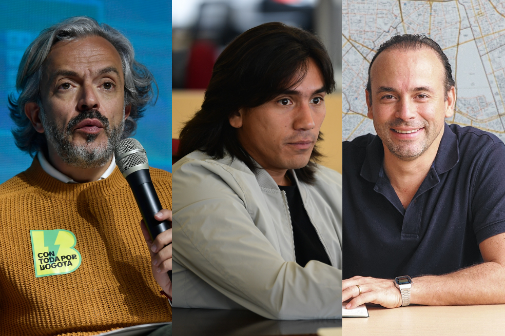 Juan Daniel Oviedo, aspirante a la Alcaldía de Bogotá; Albert Corredor, candidato a la Alcaldía de Medellín; y Alejandro Eder, candidato a la Alcaldía de Cali. Tres de los que más gastos de campaña han reportado.