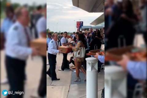 En video, un piloto compró pizzas a sus pasajeros para recompensar el retraso del vuelo