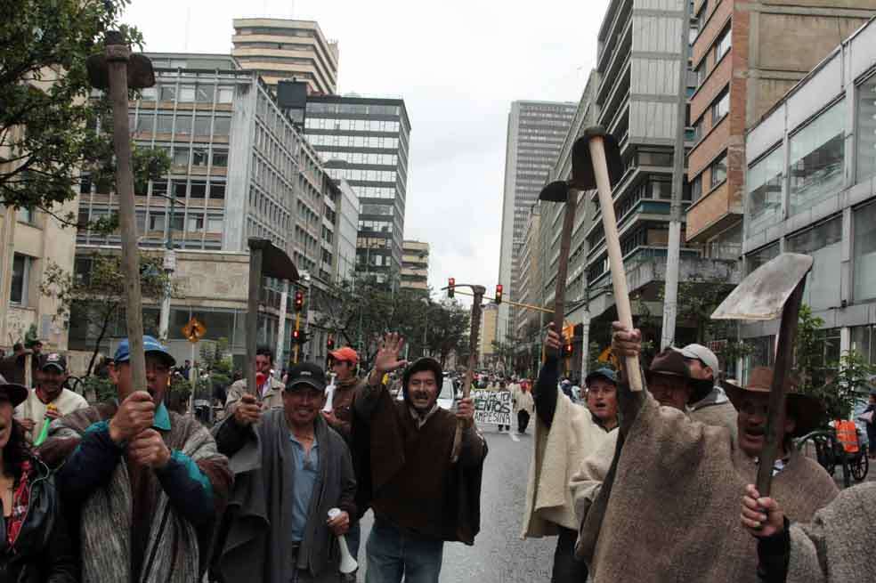 Los productores de papa marcharon en Bogotá reclamándole al Gobierno mayores apoyos. / Colprensa