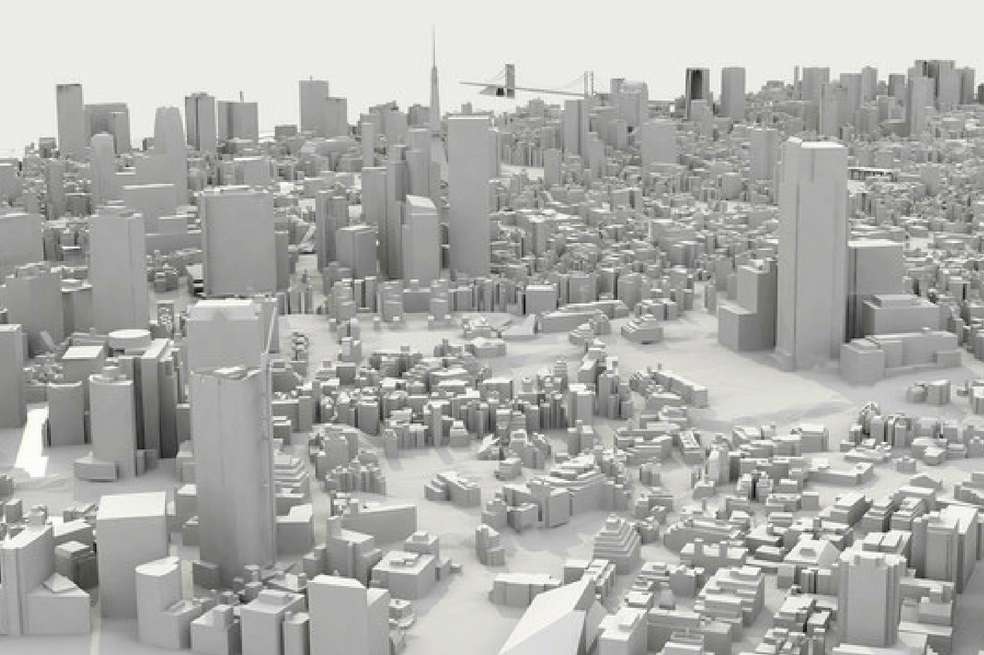 Representación en 3D del distrito de Minato, en Tokio, utilizada para el estudio. / Ivan Pazos et al.