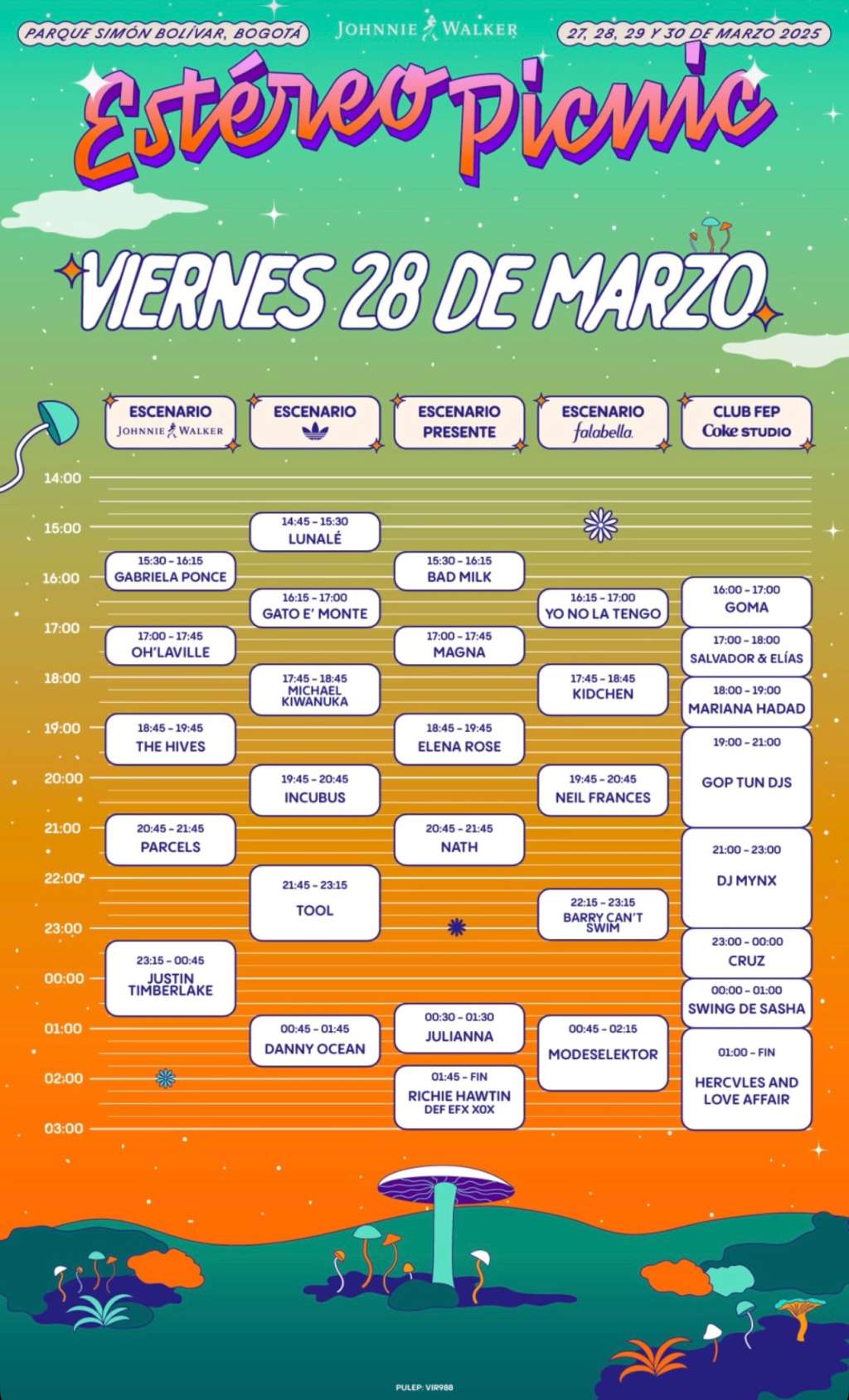 Viernes: horarios y artistas del FEP 2025