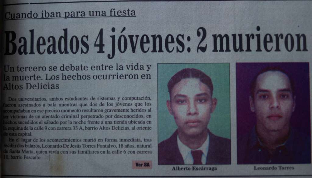 Captura de pantalla recopilada por Casa Tachuelas de un registro del diario El Informador donde se hablaba de la muerte de los dos jóvenes.