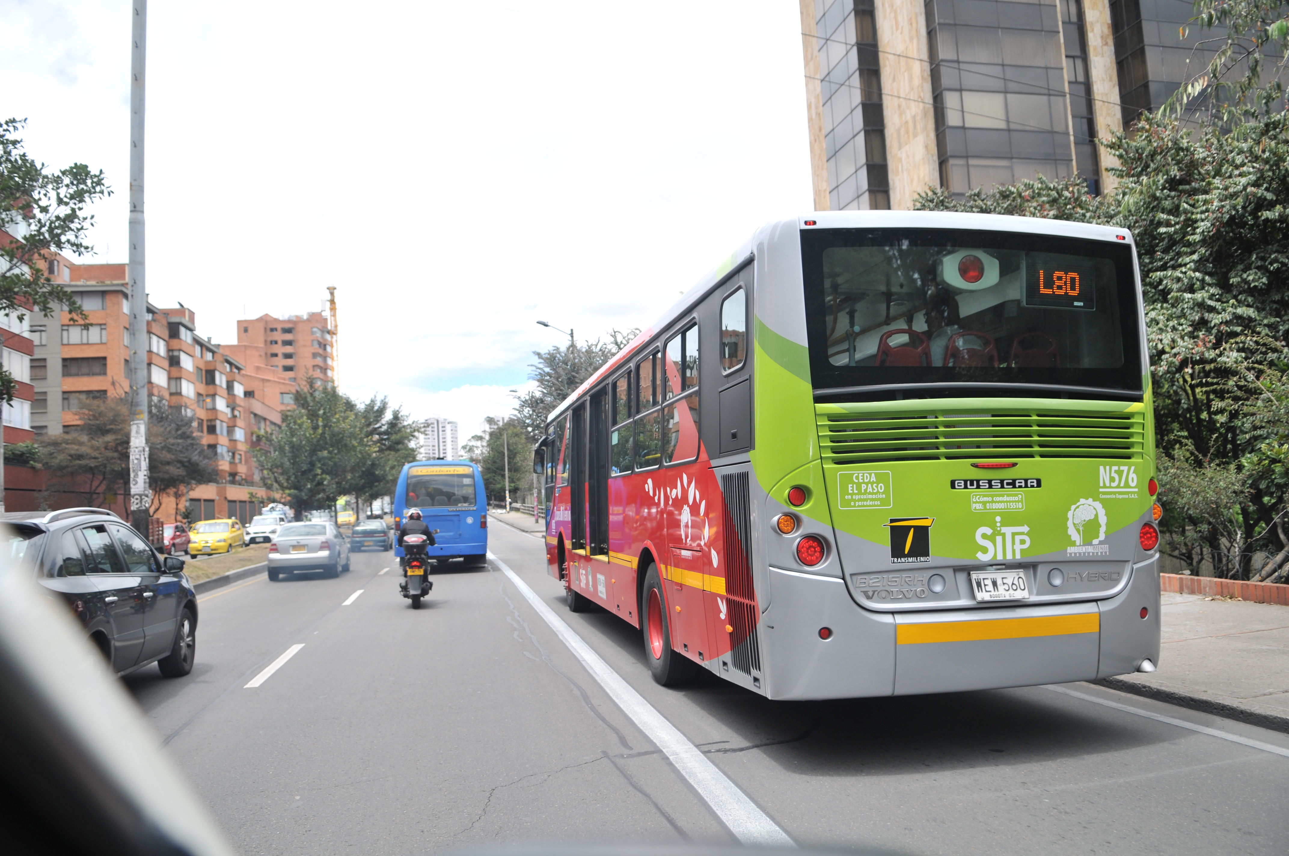 La carrera Séptima, integra el carril especial para el sistema integrado de Transporte Público (SITP).