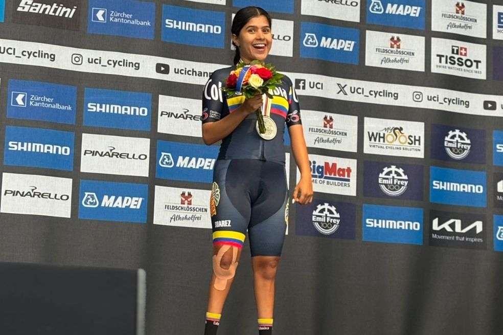 Paula Caballero, doble medallista en el Mundial de Ciclismo de Ruta de Zúrich, Suiza.