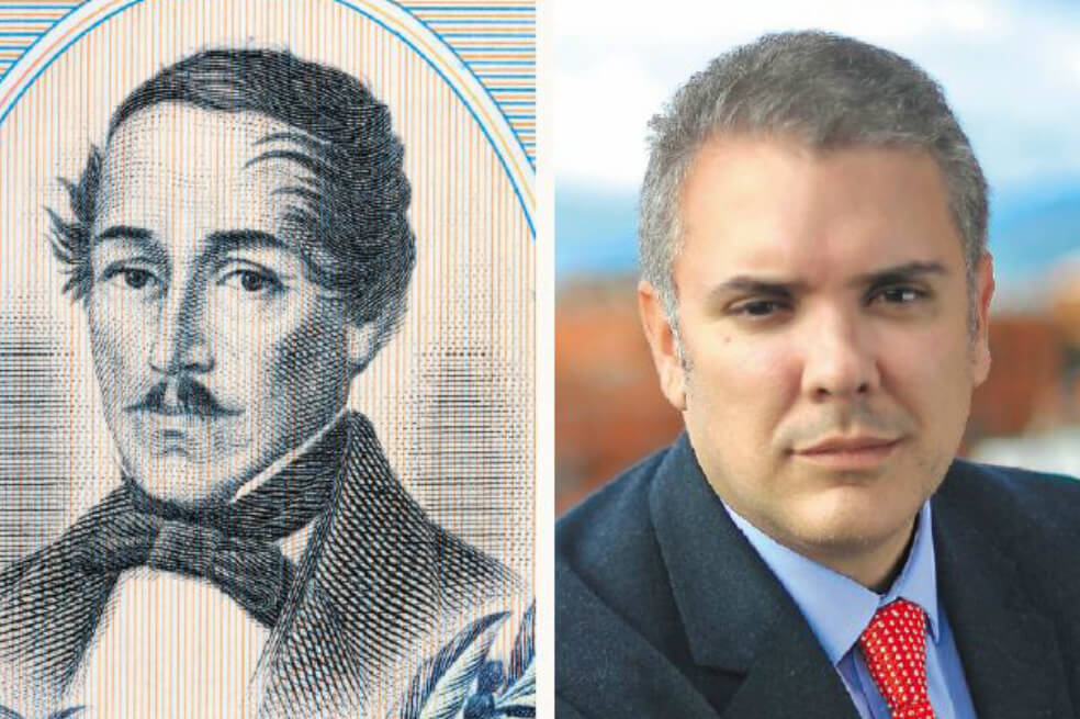 Francisco de Paula Santander e Iván Duque. / El Espectador
