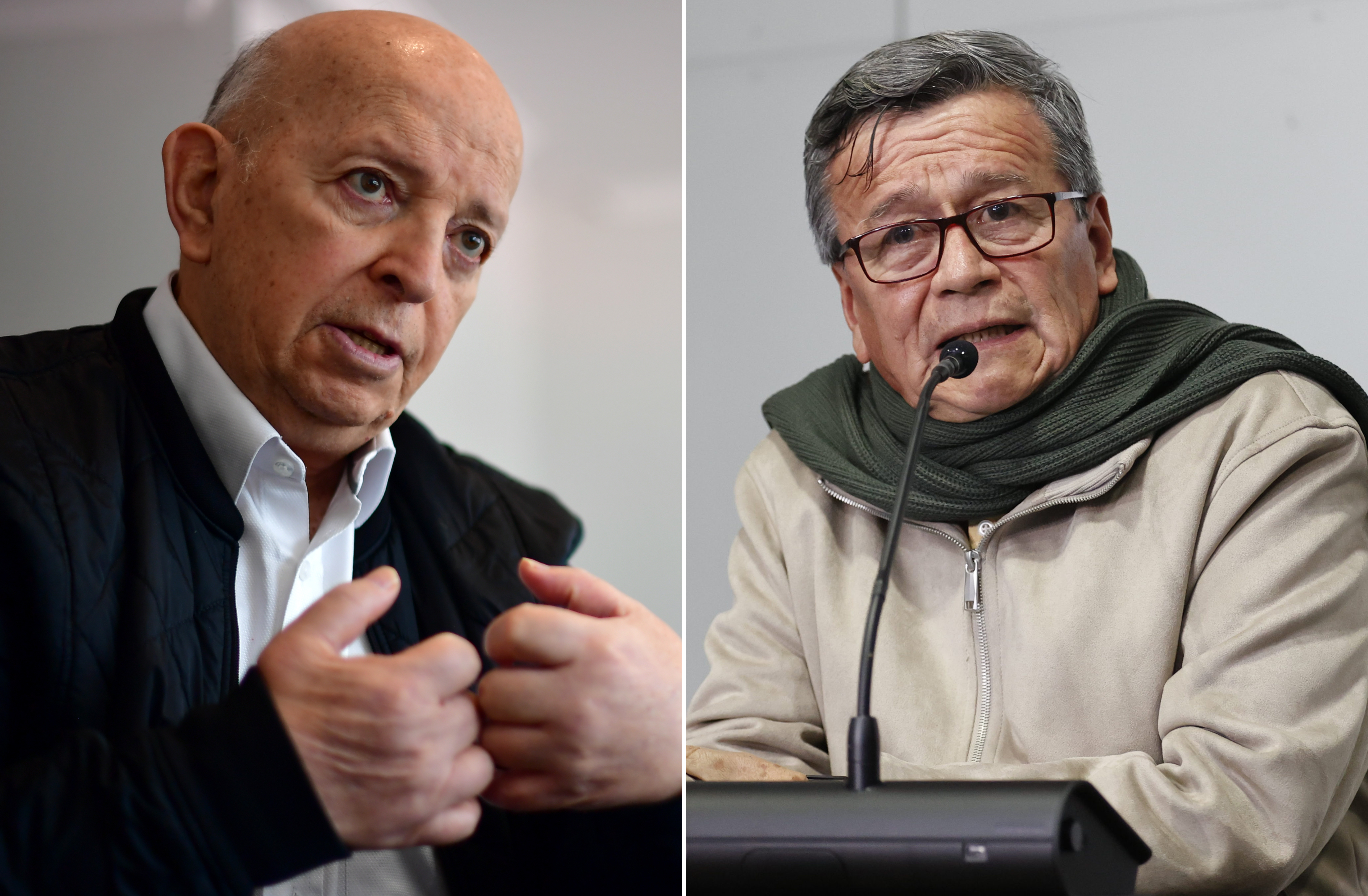 El comisionado de paz, Otty Patiño (izq); y el jefe negociador del ELN, Pablo Beltrán.