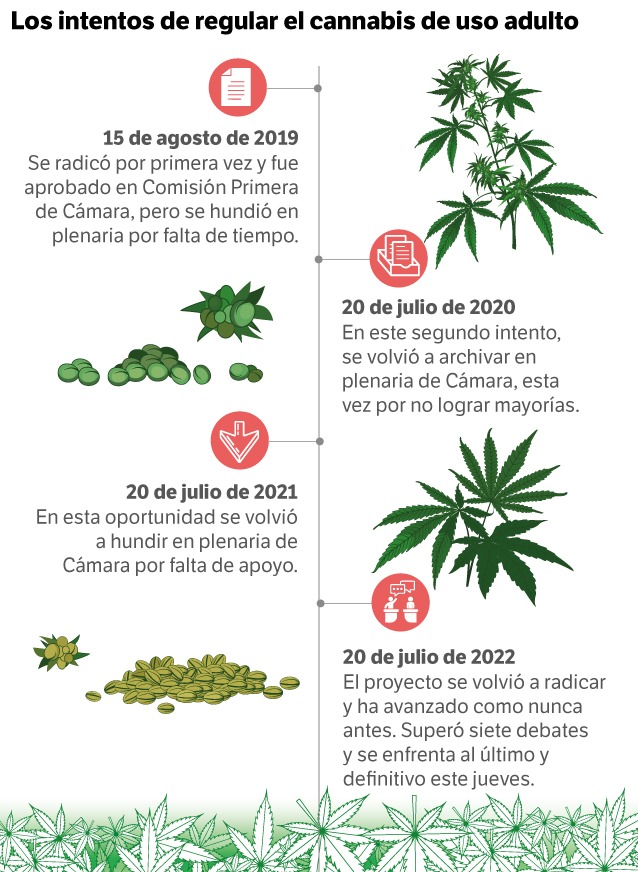 Los intentos para regular el cannabis de uso adulto en el Congreso.