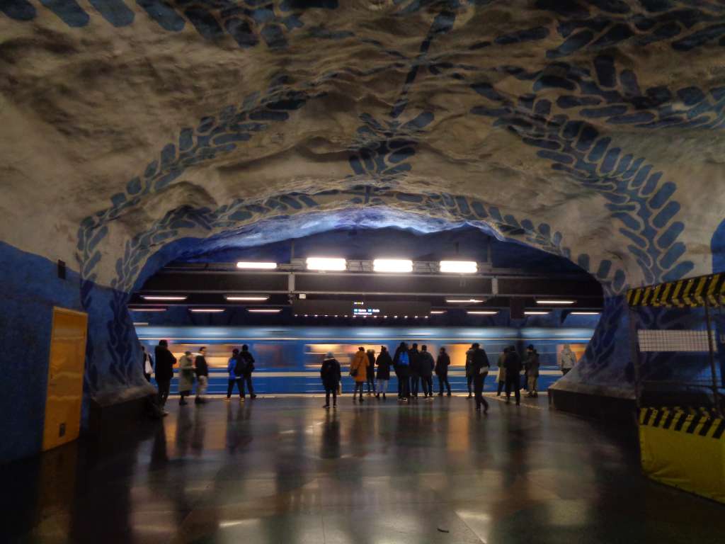 Una de las estaciones del metro de Estocolmo.