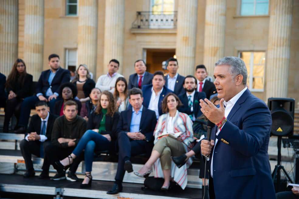 El presidente Iván Duque durante la sesión de la Conversación Nacional en la Casa de Nariño. / SIG