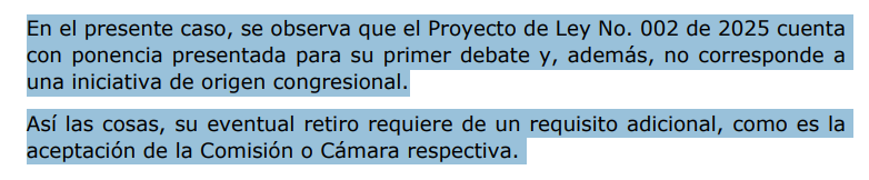 Parte del documento entregado por el Ministerio de Justicia.