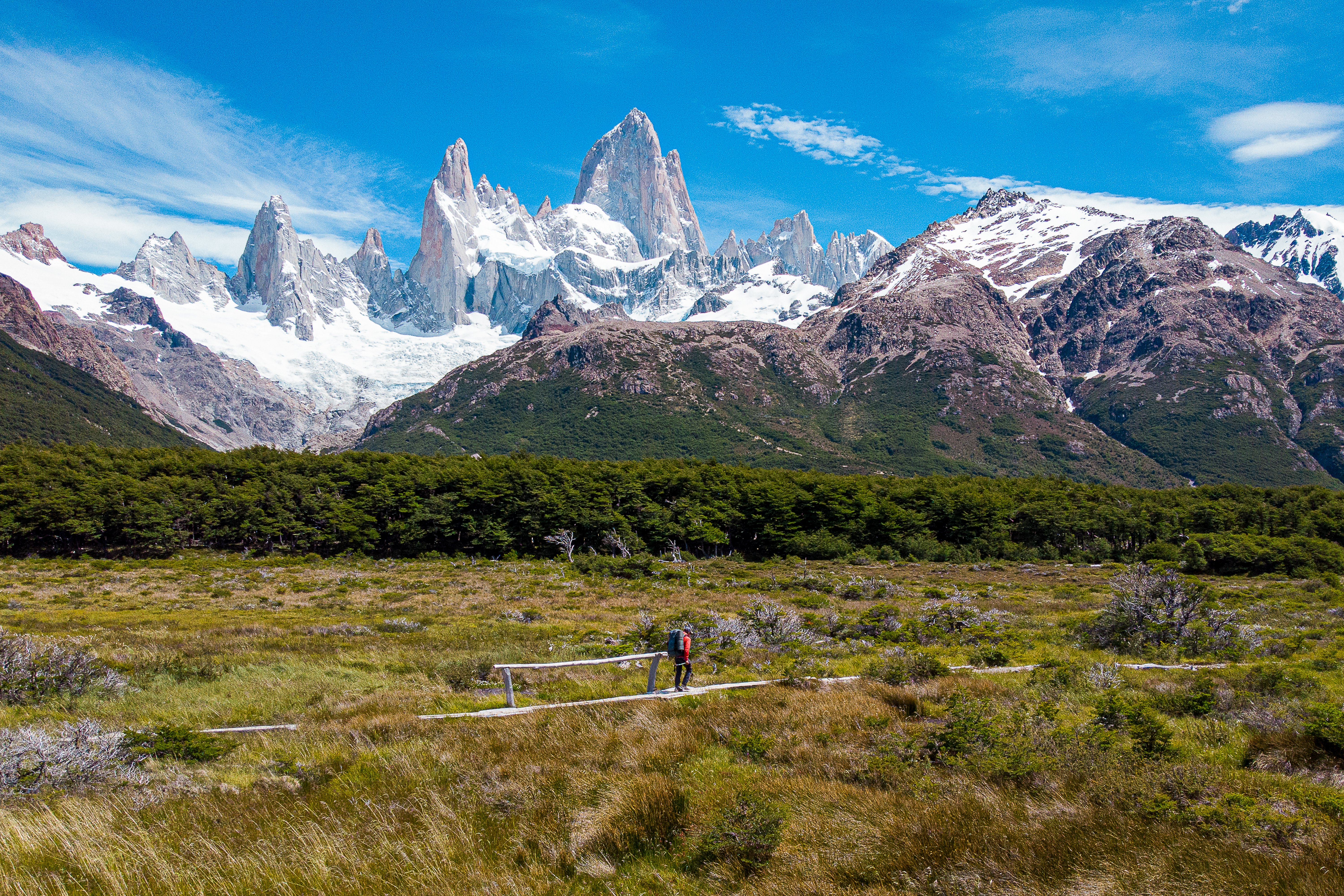 Monte Fitz Roy, en El Chaltén, capital nacional del trekking.