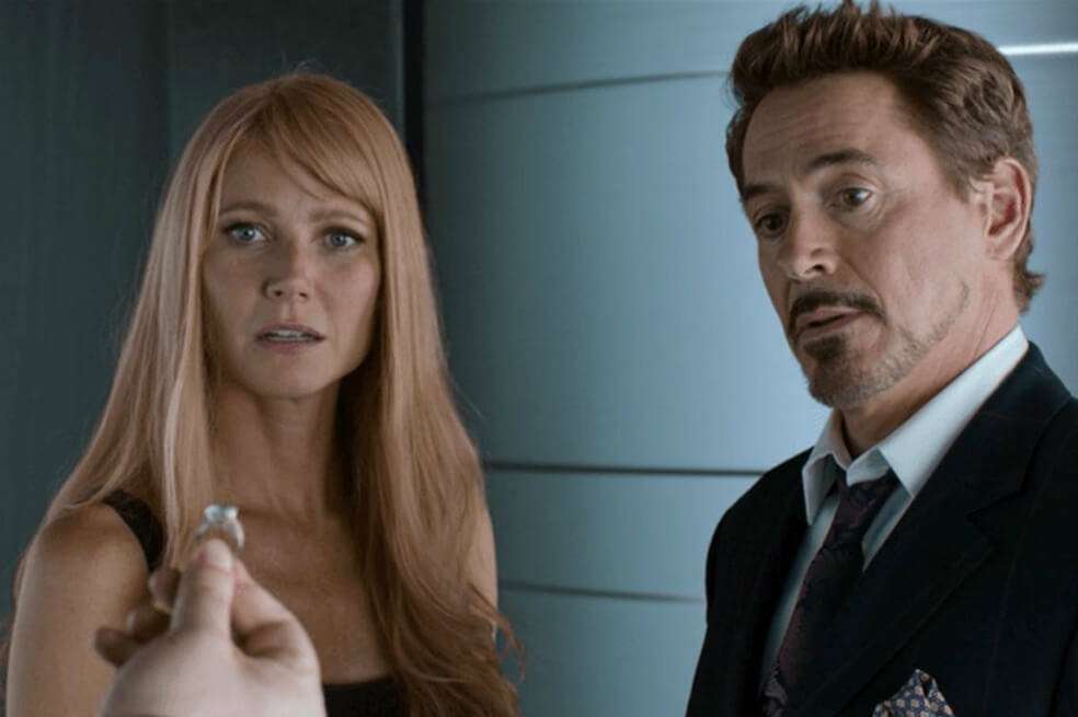 Gwyneth Paltrow y Robert Downey Jr en una de las escenas de las cintas de Marvel. / Cortesía Marvel
