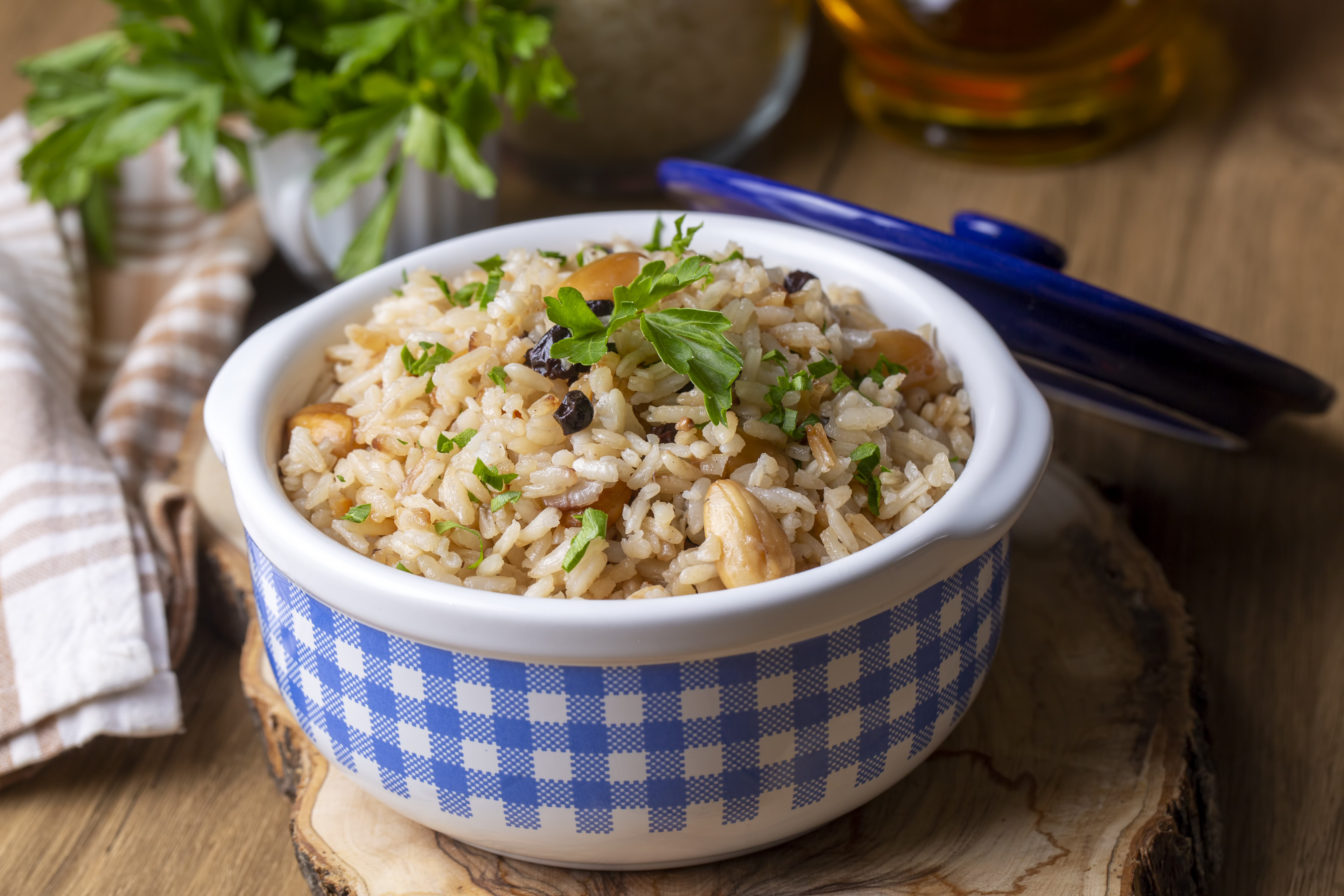 Arroz de cilantro y almendras