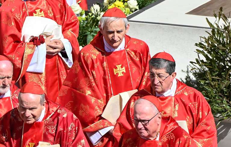 Vatican City (Vatican City State (Holy See)), 26/04/2025.- Cardinal Matteo Maria Zuppi attends the funeral Mass of Pope Francis in Saint Peter's Square in Vatican City, 26 April 2025. Pope Francis passed away on Easter Monday, 21 April 2025, at the age of 88. (Papa, Cardenal) EFE/EPA/RICCARDO ANTIMIANI
