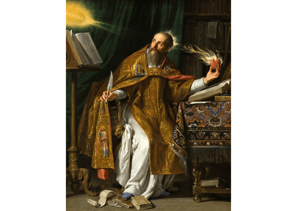 El retrato de "San Agustín de Hipona recibiendo el Sagrado corazón de Jesús" fue pintado en 1650 por Philippe de Champaigne.