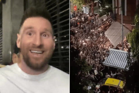 Video: una multitud esperó a Messi en la puerta de un restaurante en Buenos Aires