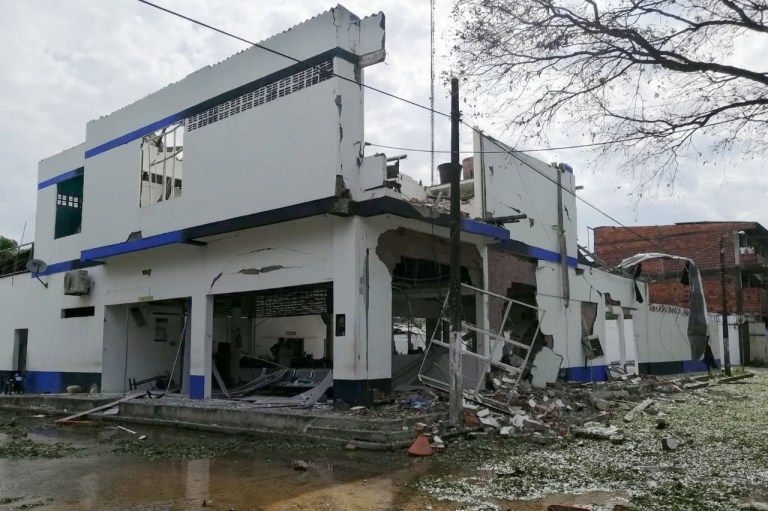 Imágenes de la explosión de carro bomba en Saravena (Arauca)