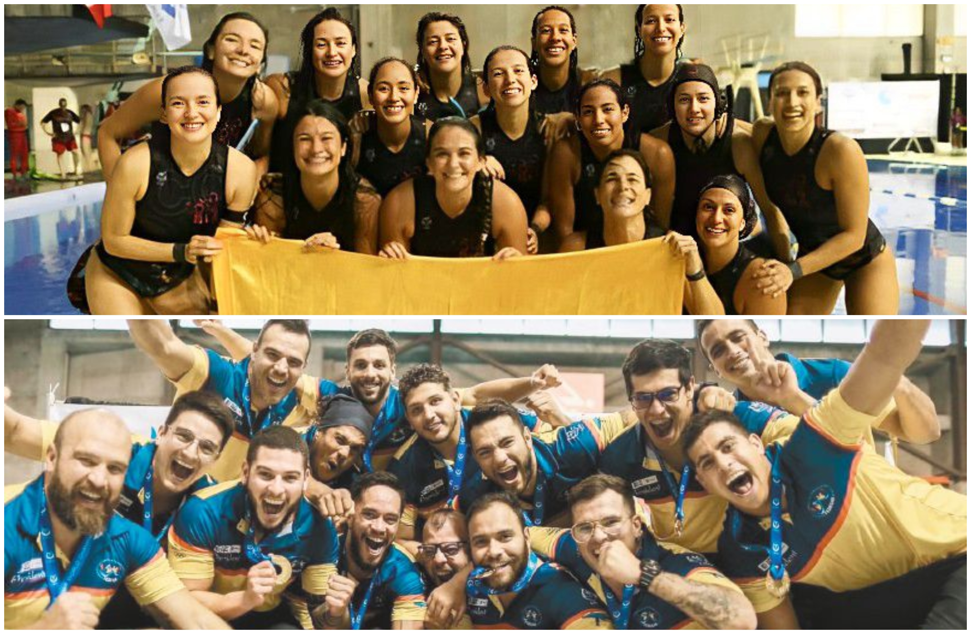 Estas son las selecciones colombianas de rugby subacuático, campeonas del mundo.