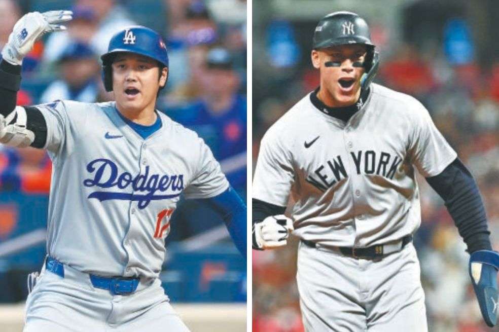 El japonés Shohei Ohtani y el estadounidense Aaron Judge, figuras de los Dodgers y los Yanquis, respectivamente.