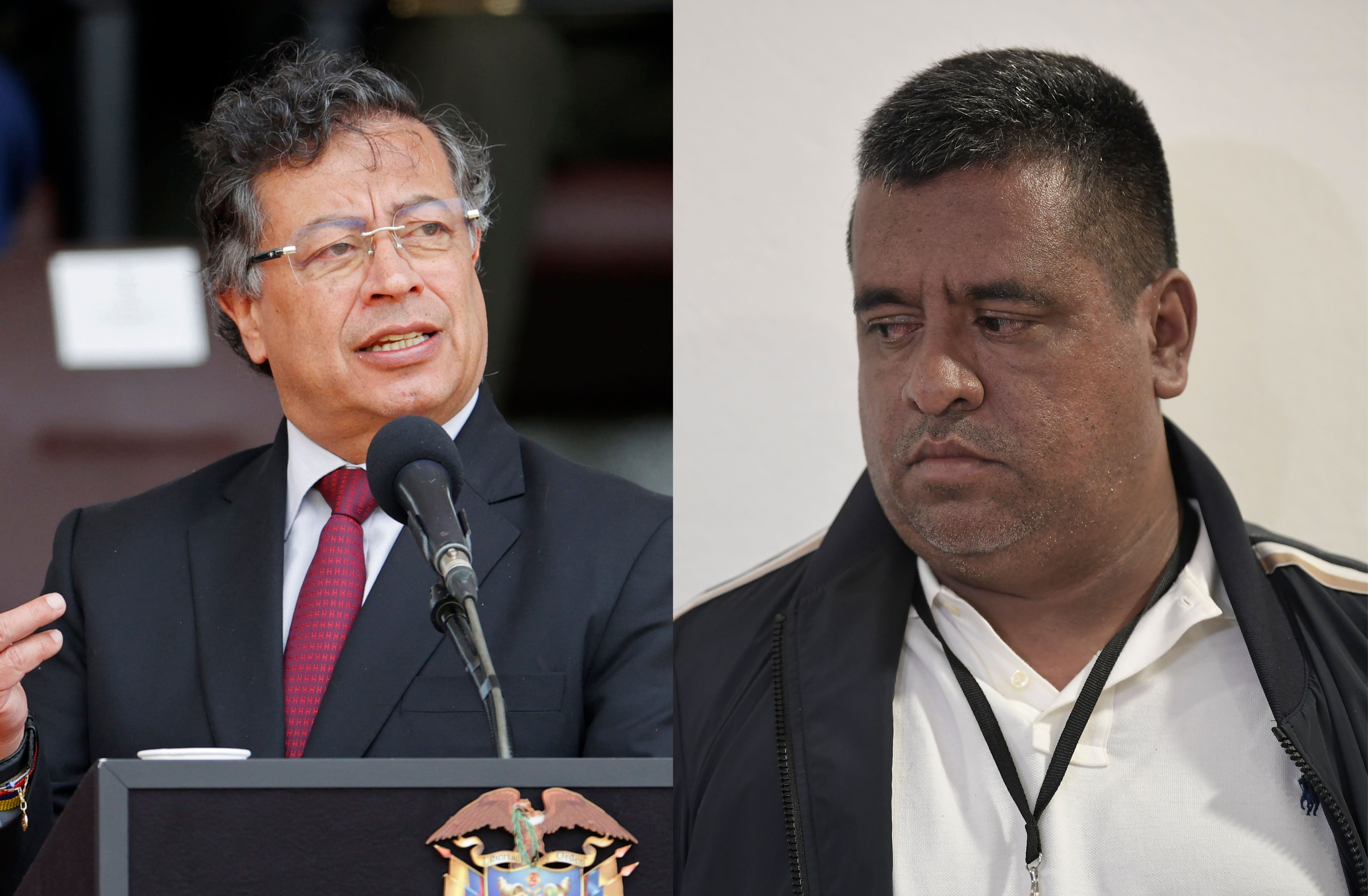 El presidente Gustavo Petro y Geovany Andrés Rojas, Araña, delegado de la Coordinadora Nacional Ejército Bolivariano.