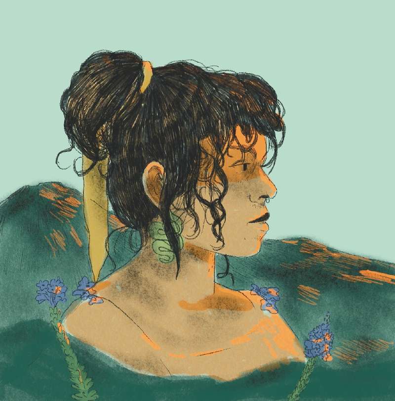 Elizabeth_BuilesUna ilustración de Alejandra Pérez sobre la artista Elizabeth Builes.