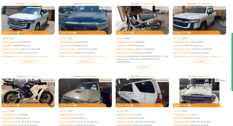 Así puede participar en la subasta de carros y motos de la DIAN