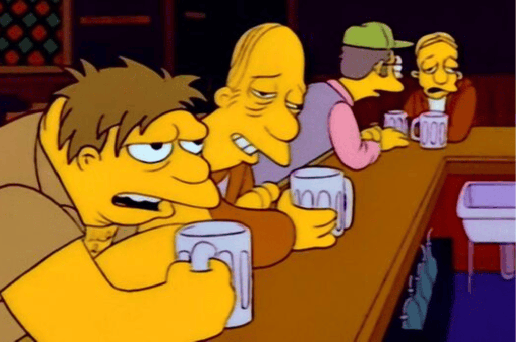 Se trata de unos clientes habituales que visita el bar de Moe.