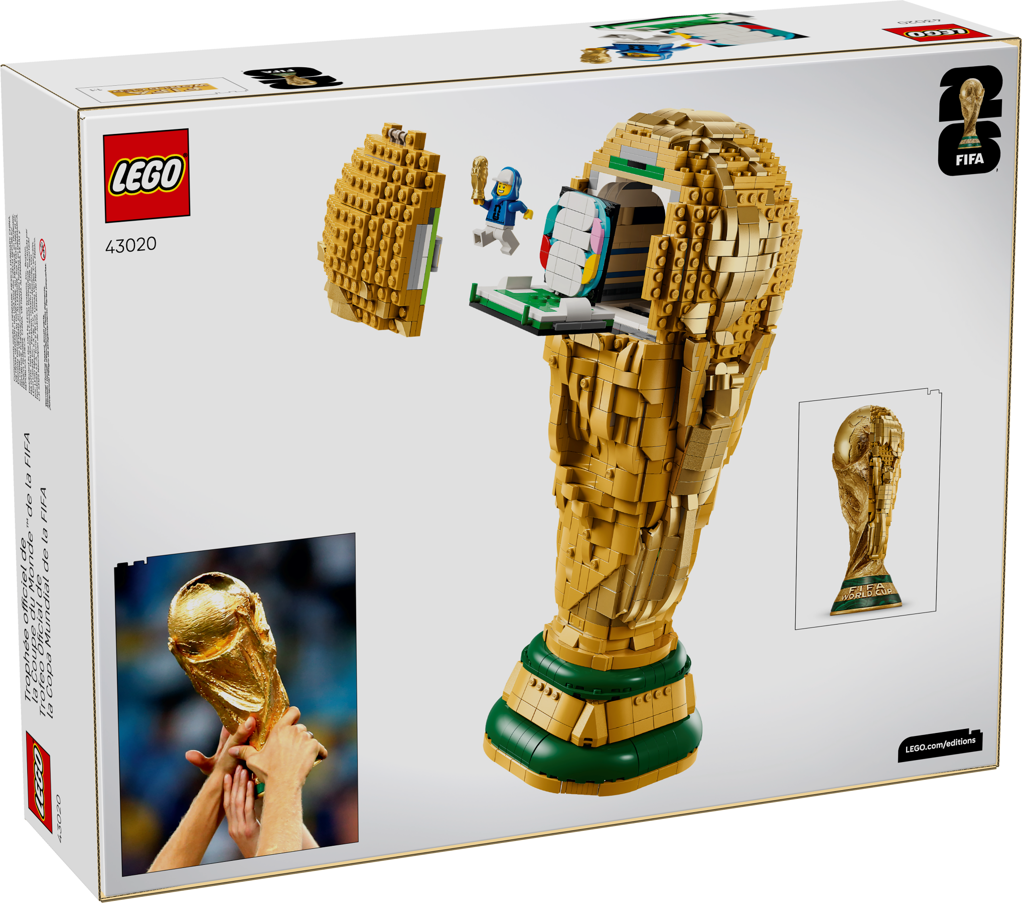 Caja del set de LEGO del trofeo oficial de la Copa Mundial de la FIFA.